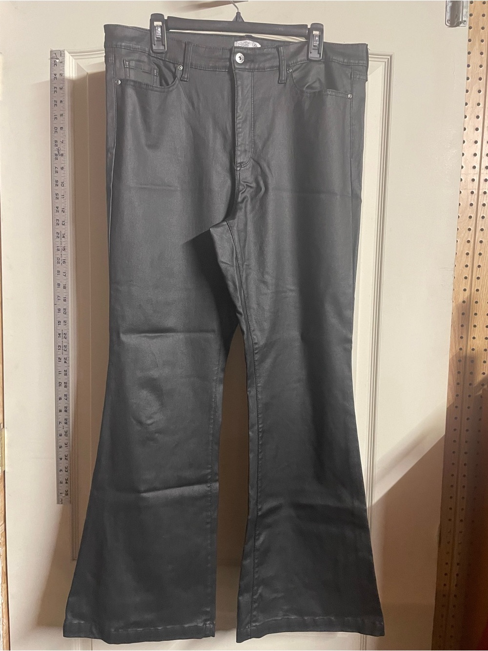 sofia by sofia vergara Black Faux Leather Bootcut Jeans